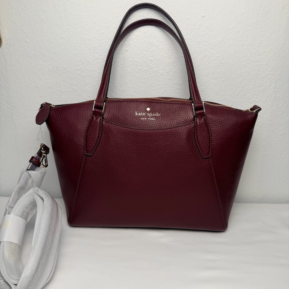 Kate Spade New York Monica pebbled leather‎ Deep Red Satchel Bag - Picture 3 of 14